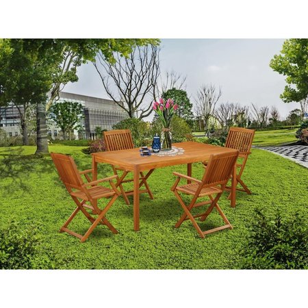 EAST WEST FURNITURE 5 Piece Cameron Acacia Wood Courtyard Dining Set - Natural Oil CMCM5CANA